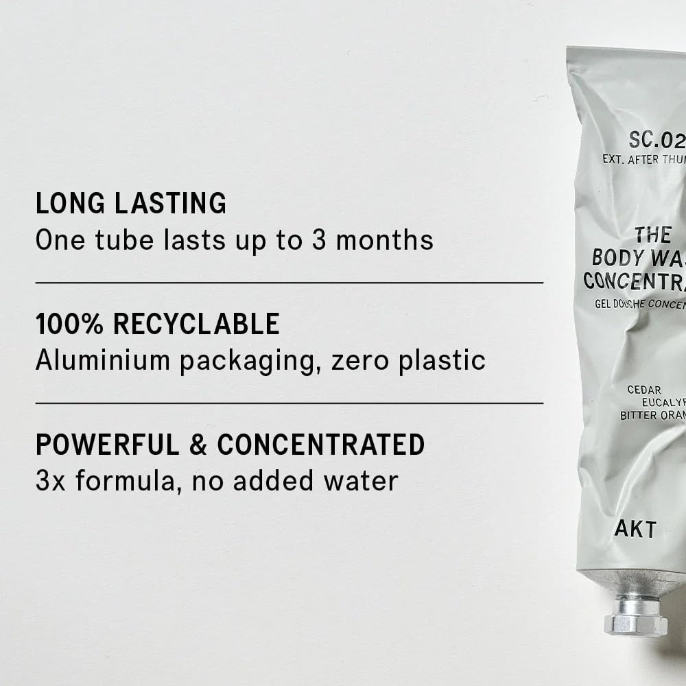 AKT The Body Wash Concentrate 3.4 Fl Oz, Natural Shower Gel with Skin-Balancing Prebiotics, Body Wash Women & Men, with Olive Squalane & Vitamin E, Sc.02 After Thunder, All Genders