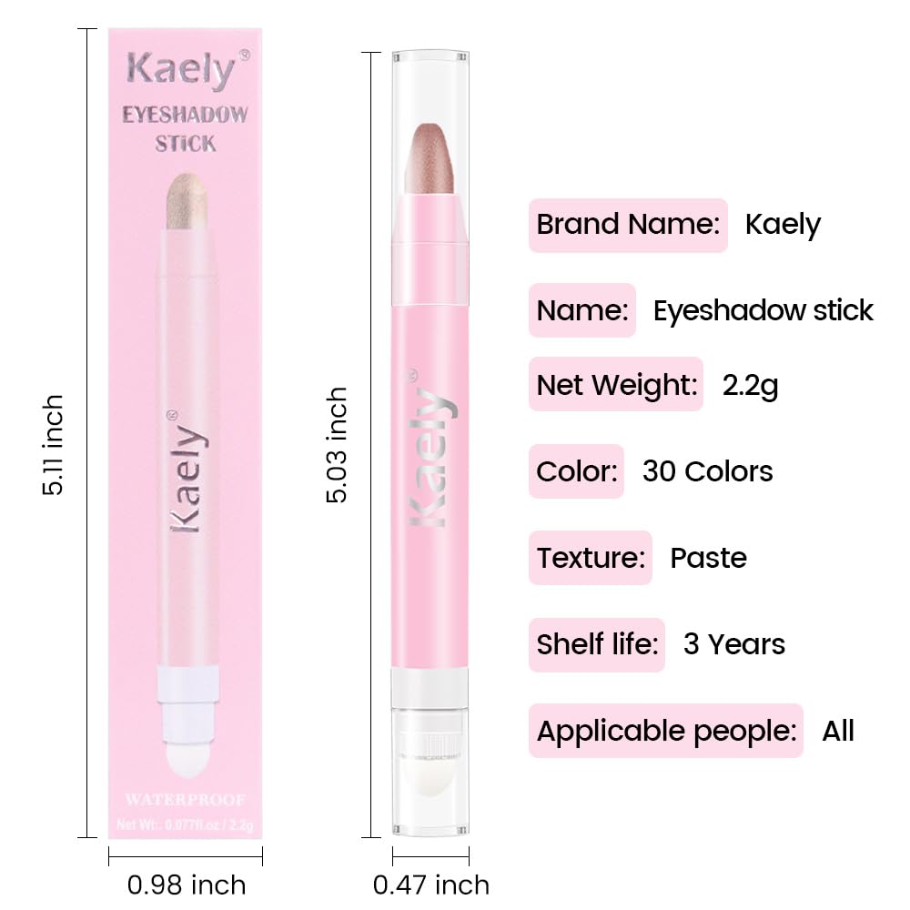 1Pcs Mauve taupe Shimmer Cream Eye Shadow Brightener Sticks for Eyes Waterproof Pigmented, Double Ended Cream Eyeshadow Stick Pencil Pen with Applicator, Eye Shadow Palette Highlighter Makeup 36
