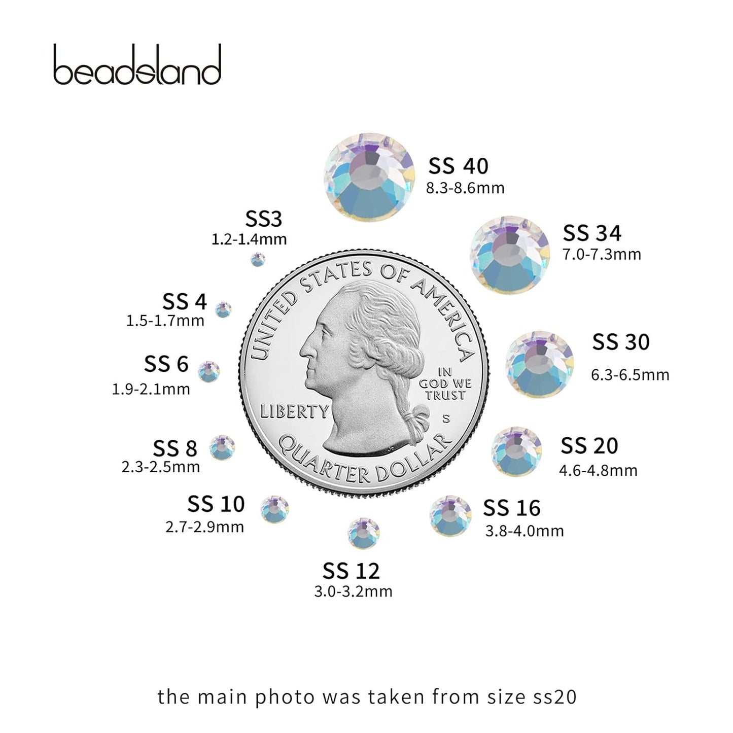 beadsland Flat Back Crystal Rhinestones Round Gems, Blue Moonlight (1.3-1.4mm) SS3/1440pcs
