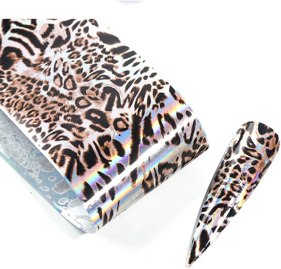 20 Sheets Leopard Nail Stickers,Starry Sky Animal Skin Design Nail Art Decoration Glue Transfer Nail Foils for Women Fingernails and Toenails Acrylic Decorations Manicure Tips Wraps Charms