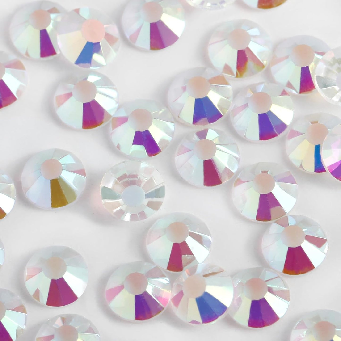 2000PCS SS12 Flatback Rhinestones | 12-Facet Diamond-Cut Glass Gems for Nail Art, Clothing, DIY Crafts |Glue-On Decoration Stones with Silver Backing(Transparent AB)