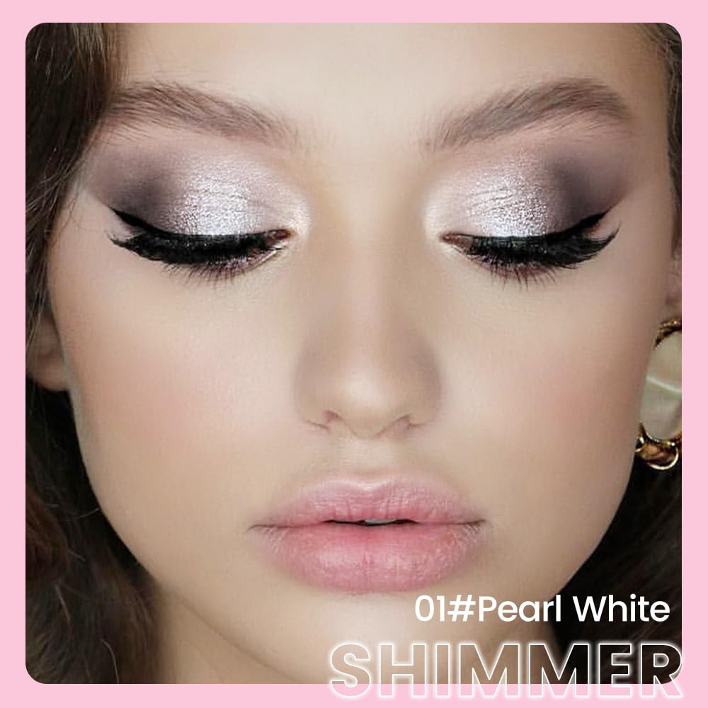 Kaely 2in1 Cream Eye Shadow Brightener Sticks, Pearl White Eyeliner Pencil Shimmer, Eyeshadow Applicator Stick Waterproof Pigmented, Eye Shadow Palette Highlighter Makeup, sombras para ojos, 01