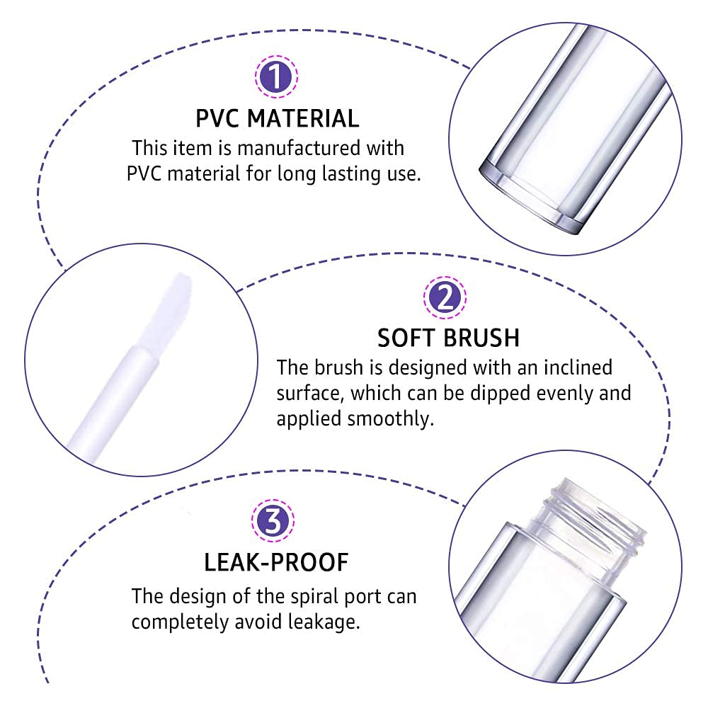 AMORIX 72 Pack 5ml Crystal Rhinestone Lip Gloss Tubes with Wand 5ml Empty Lip Gloss Containers Lipgloss Bottles with Stoppers 4pcs Syringes + Labels for DIY Lip Gloss Balm