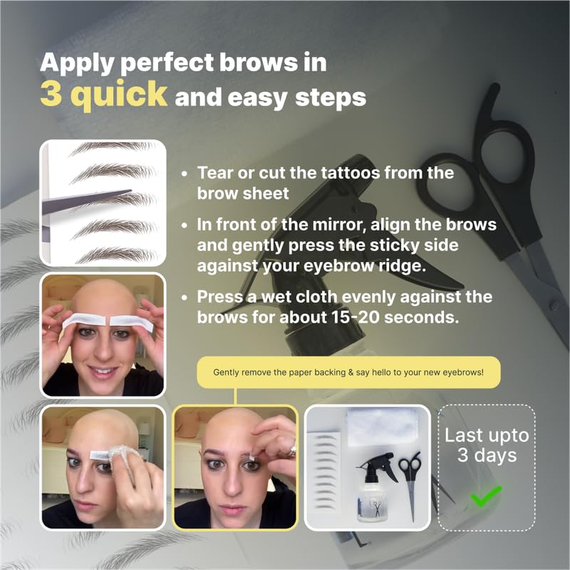 20 Pairs Dark Brown Temporary Eyebrow Tattoos, Waterproof and Smudge-Proof Dark Everyday Style Realistic Eyebrow Stickers for Men & Women, Easy to Apply, Won't Work on Existing Brows