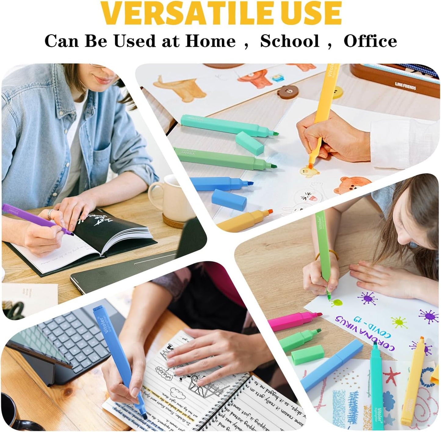 Aesthetic Highlighters, 8 Pack Marker Pens, Assorted Color Highlighters,Cute Pastel Highlighte, No Bleed Highlighte for Bible Journaling Planner Notes School Supplies