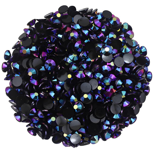 2250 Pcs SS16 4mm AB Flatback Rhinestones for Nails Art Crafts Glitter Round Shine Gems Crystals DIY Clothes Shoes (Black-Bottom Purple Red AB)