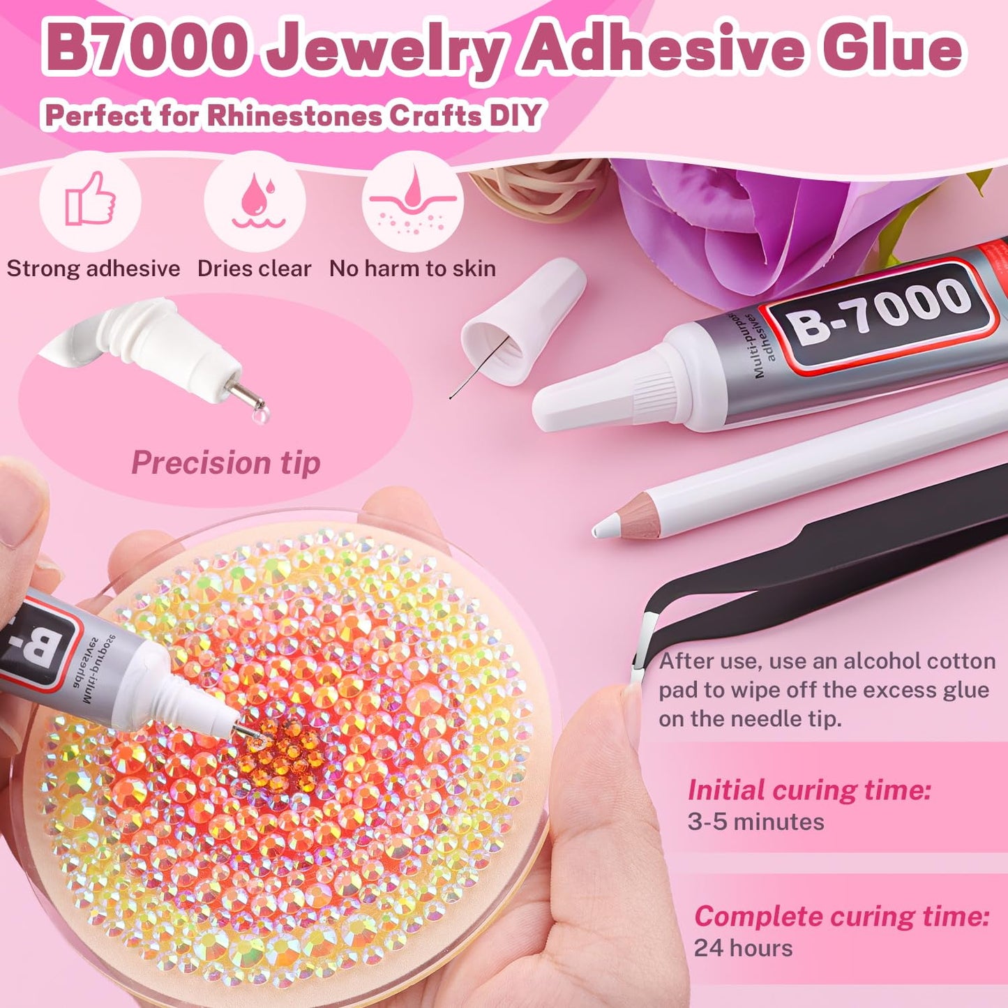 20000Pcs Yellow Rhinestones for Bedazzling with 3Pcs B7000 Jewelry Glue, Resin Rhinestones for Crafting Crafts,Bedazzler Kit Flatback Gems for Clothing Shoes Tumblers Nail Art