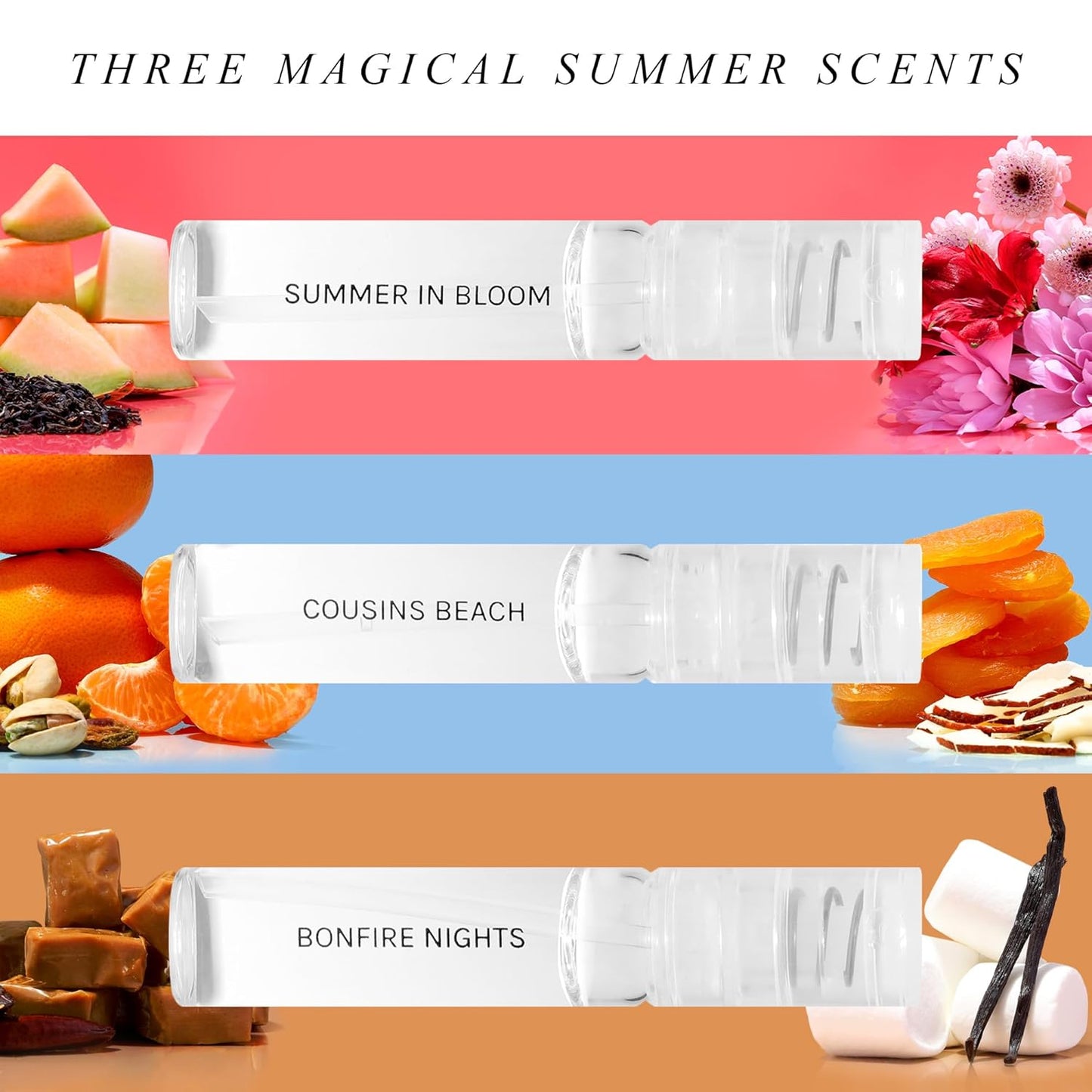 Just Juice - The Summer I Turned Pretty Mini Perfume Set - 3 Perfumes for Women and Men - Cousins Beach, Bonfire Nights, Summer in Bloom - 3 pc