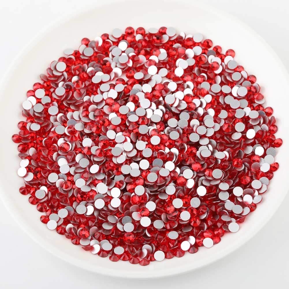 beadsland Flat Back Crystal Rhinestones Round Gems, Light Siam (1.3-1.4mm) SS3/1440pcs