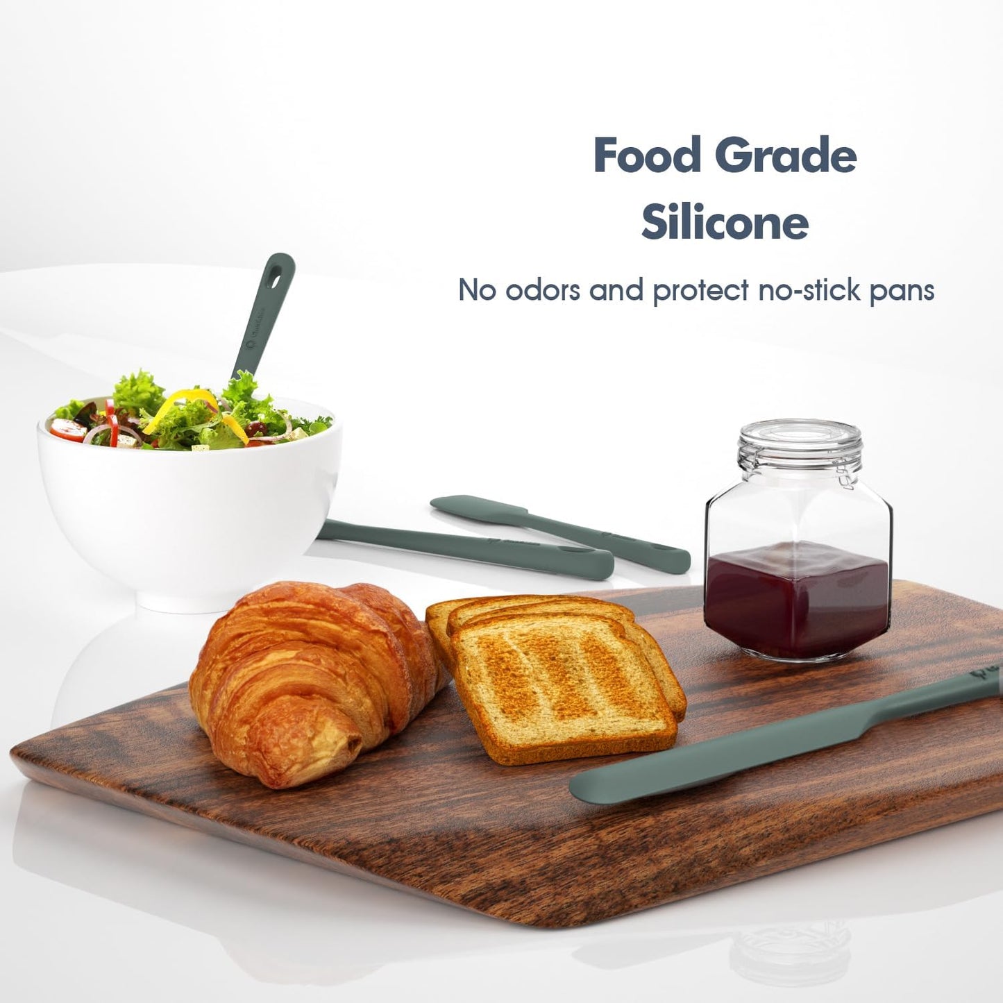 5 Pieces Silicone Spatula Set, Food Grade Rubber Spatula, Upgrade Strong Handle with Ergonomic Grip, Heat Resistant Up to 600°F for Nonstick Cookware, Cooking Dried Thyme