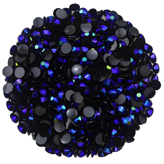 2250 Pcs SS16 4mm AB Flatback Rhinestones for Nails Art Crafts Glitter Round Shine Gems Crystals DIY Clothes Shoes (Black-Bottom Sapphire AB)