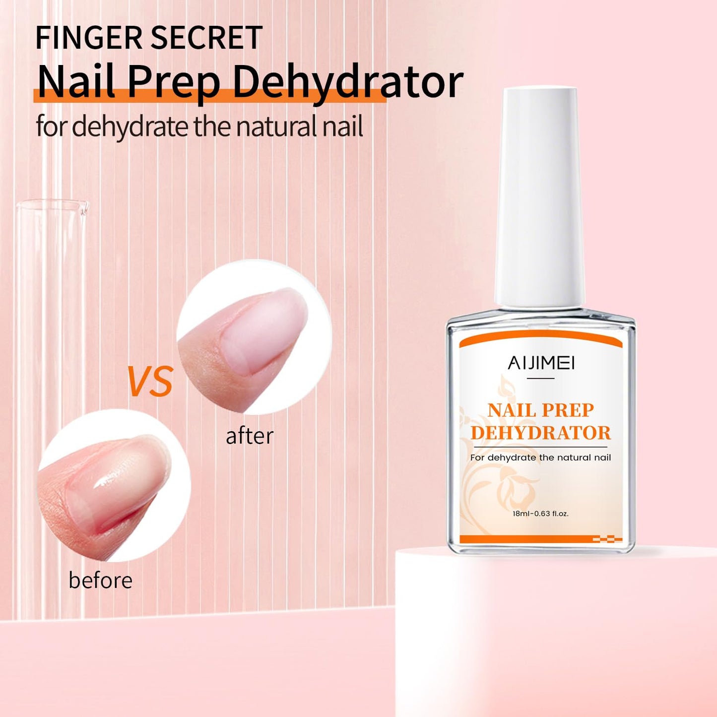 AIJIMEI Professional Natural Nail Polish Dehydration and Acid Free Primer for Acrylic Acid and Gel Nail Polish, Quick Drying Advanced Adhesive Set(18ml/0.63fl.oz)