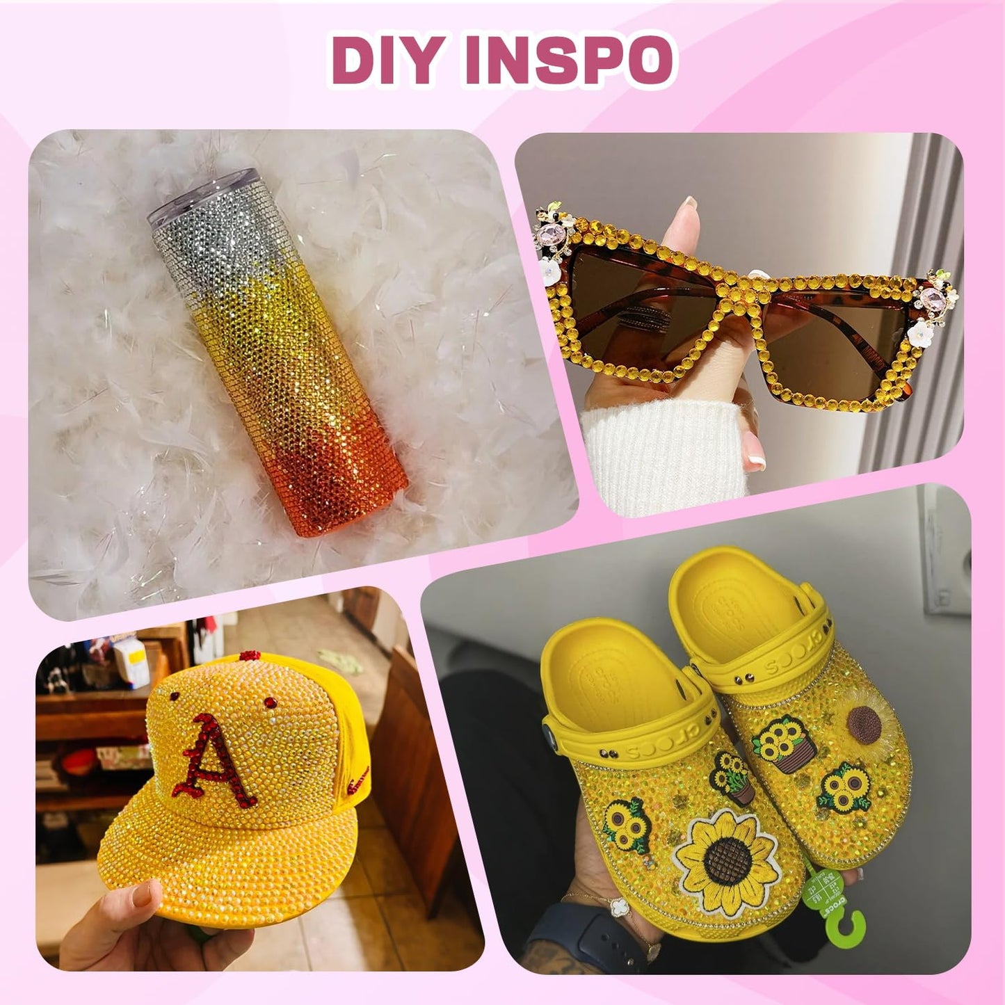 20000Pcs Yellow Rhinestones for Bedazzling with 3Pcs B7000 Jewelry Glue, Resin Rhinestones for Crafting Crafts,Bedazzler Kit Flatback Gems for Clothing Shoes Tumblers Nail Art