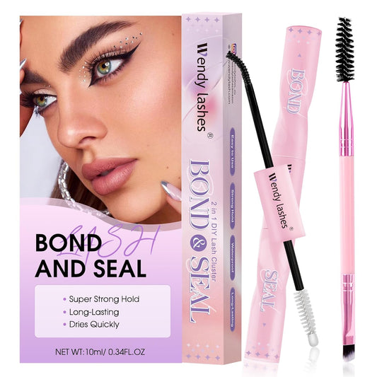 2 in 1 Lash Bond and Seal Kit for DIY Eyelash Extension,Waterproof,Black,Strong Hold Use at home(JS+FS)