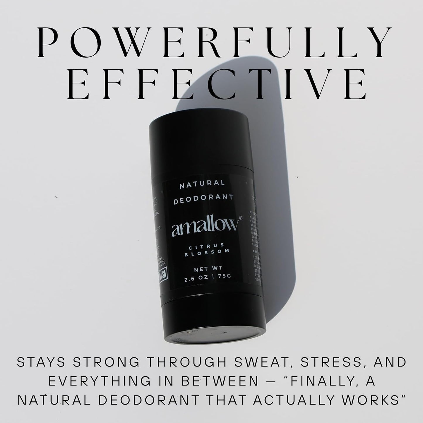 Amallow - Natural Deodorant – Aluminum Salt-Free, Tallow-Based, Baking Soda-Free, with Magnesium & Zinc – Long-Lasting Odor Protection – Handcrafted in the USA – 2.6 oz (Citrus Blossom)
