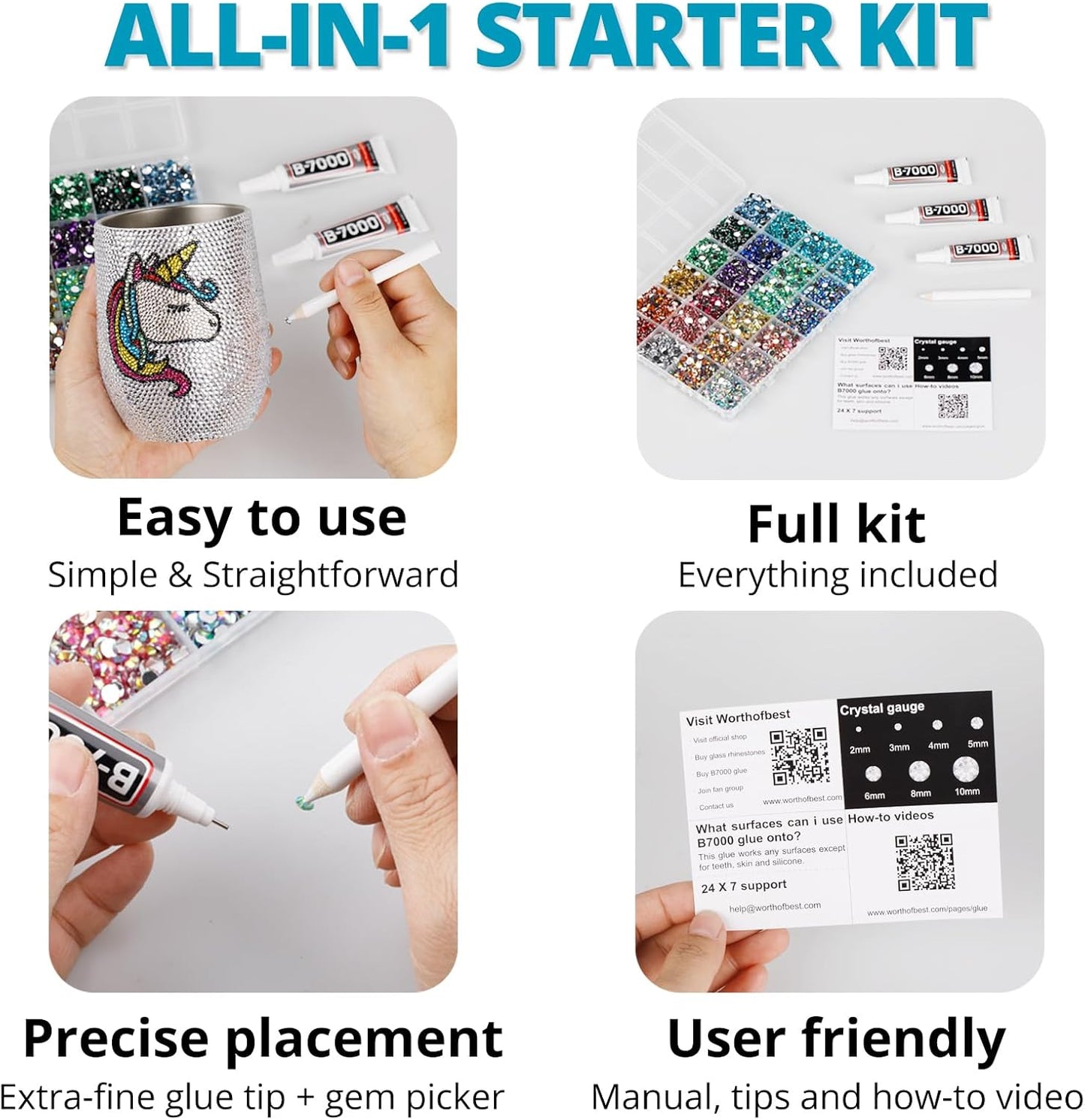 30000Pcs Resin Jelly Rhinestones Set for Crafting Bedazzling, Turquoise AB Flatback Gems Jewels for Crafts Clothes Shoes Fabric Outfit Nails Makeup, Flat Back Crystal 2-6mm with b 7000 Glue