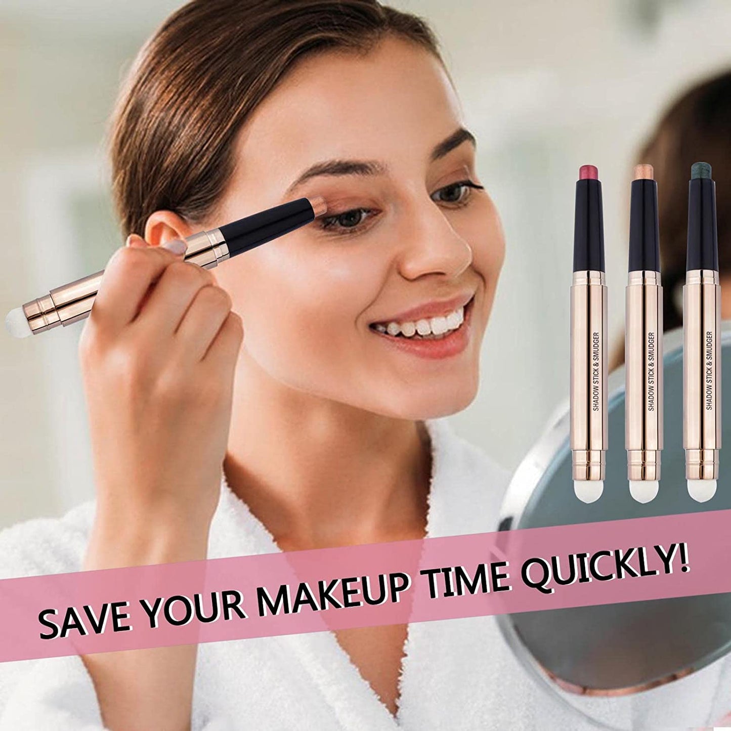 2 in 1 Eyeshadow Stick - Cream Smooth Shimmer Hot Pink Eyeshadow Pencil, Hypoallergenic Waterproof Long Lasting Multi-Dimensional Eye Shadow Highlighter Stick Makeup Eyeliner Pen (Shimmer #13)