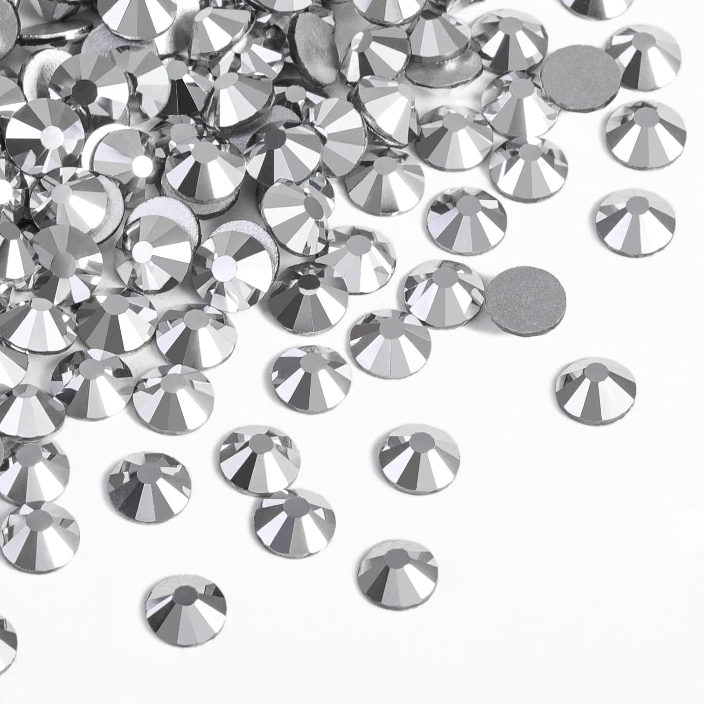 beadsland Flat Back Crystal Rhinestones Round Gems for Nail Art and Craft Glue Fix,Silver Hematite (1.9-2.0mm) SS6/1440pcs