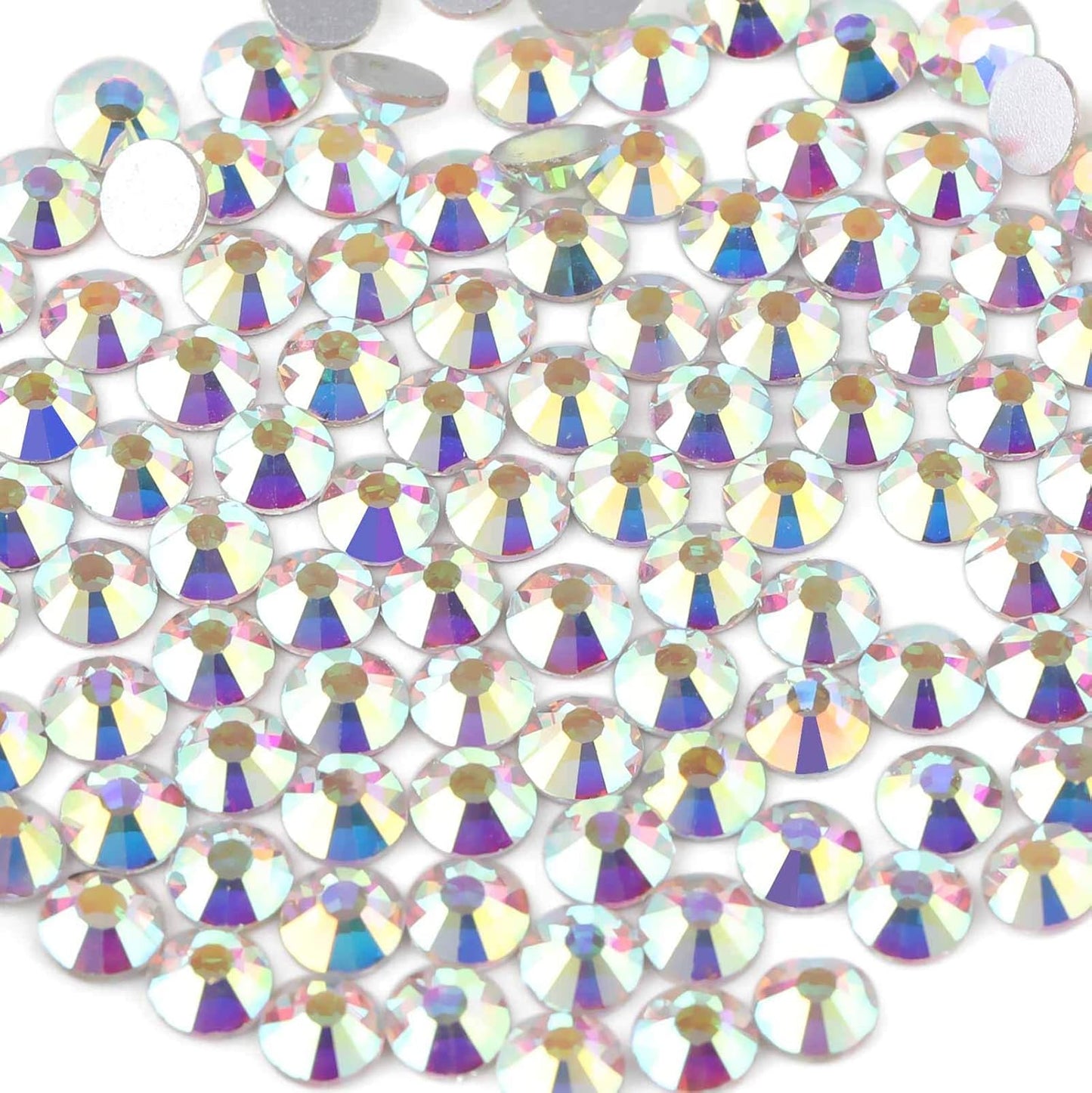 beadsland Flat Back Crystal Rhinestones Round Gems for Nail Art and Craft Glue Fix, CrystalAB (7.1-7.3mm) SS34/288pcs