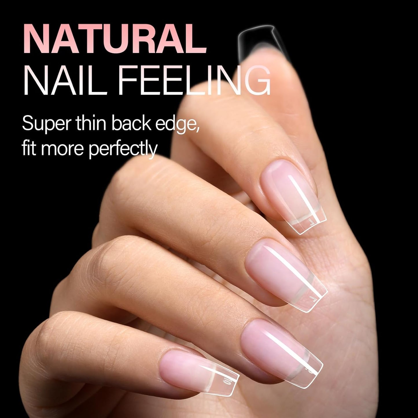 AILLSA Medium Coffin Nail Tips 240Pcs Soft Fake Nail Gel Tips Pre-Shaped Acrylic Nail Tips, Half Matte Full Cover Clear Tips False Press on for Extension Manicure Home DIY 15 Sizes Gelly Tips