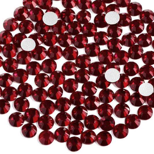 beadsland Flat Back Crystal Rhinestones Round Gems, Dark Siam (6.4-6.6mm) SS30/288pcs