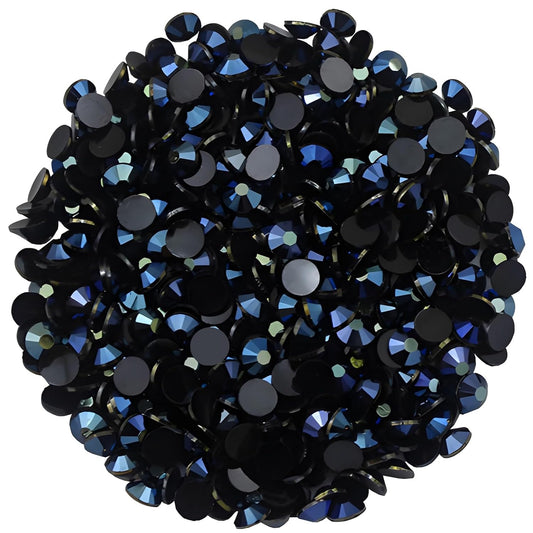 2250 Pcs SS16 4mm AB Flatback Rhinestones for Nails Art Crafts Glitter Round Shine Gems Crystals DIY Clothes Shoes (Black-Bottom Ink-Blue AB)