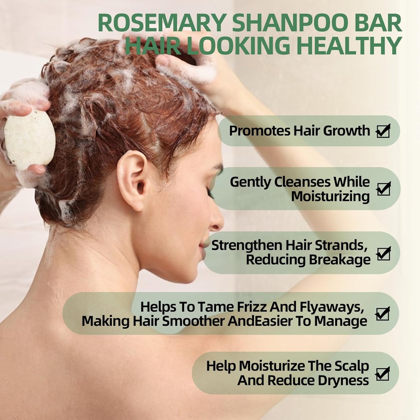 2 Pack Rosemary Oil Shampoo Bar,Natural Solid Hair Growth Soap Bars,Effective Cleansing Scalp Hair Loss Shampoo Bar,Organic Hair Oil Control,Strengthening,Thickening & Volumizing Soap for Hair