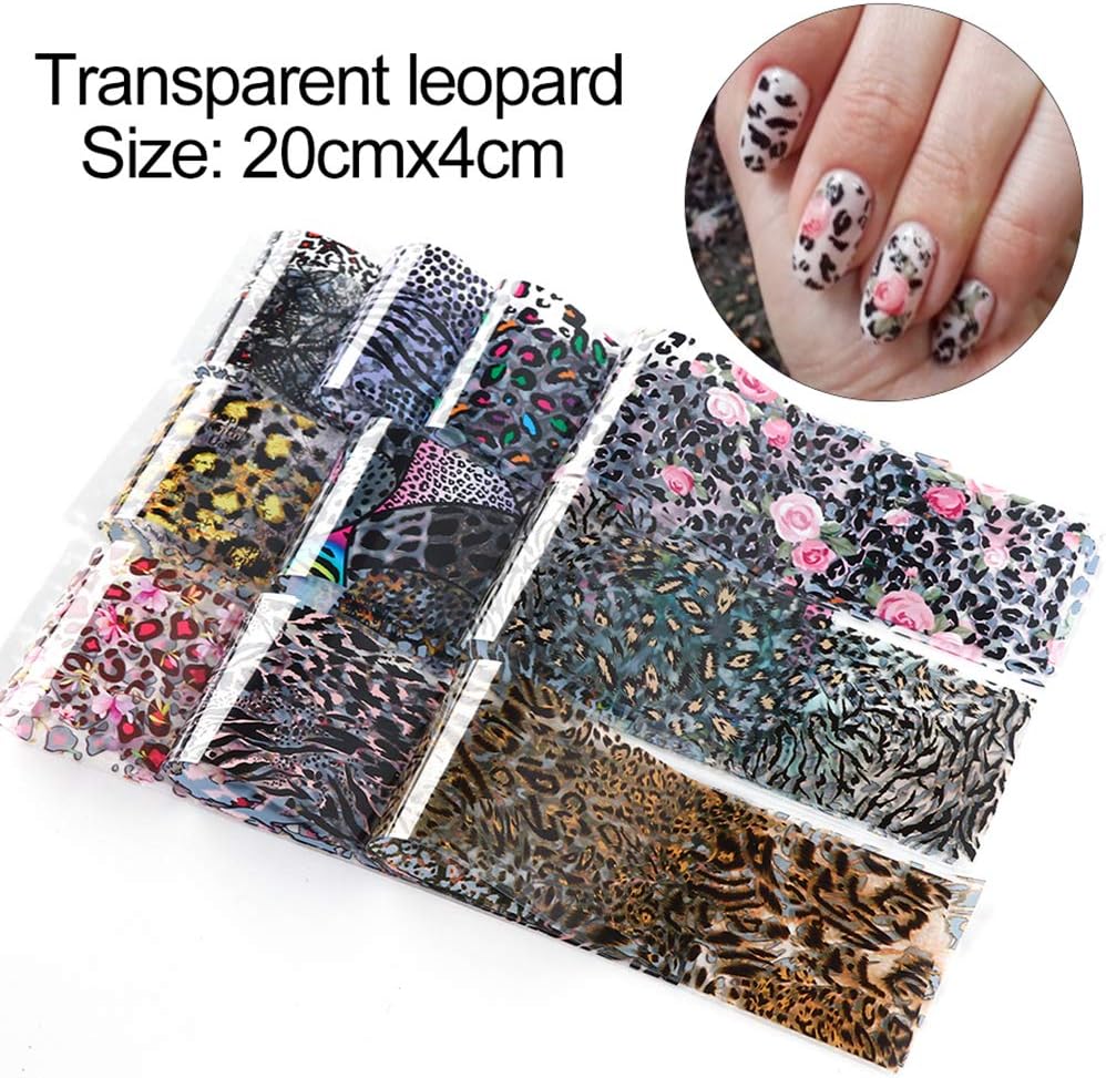 20 Sheets Leopard Nail Stickers,Starry Sky Animal Skin Design Nail Art Decoration Glue Transfer Nail Foils for Women Fingernails and Toenails Acrylic Decorations Manicure Tips Wraps Charms