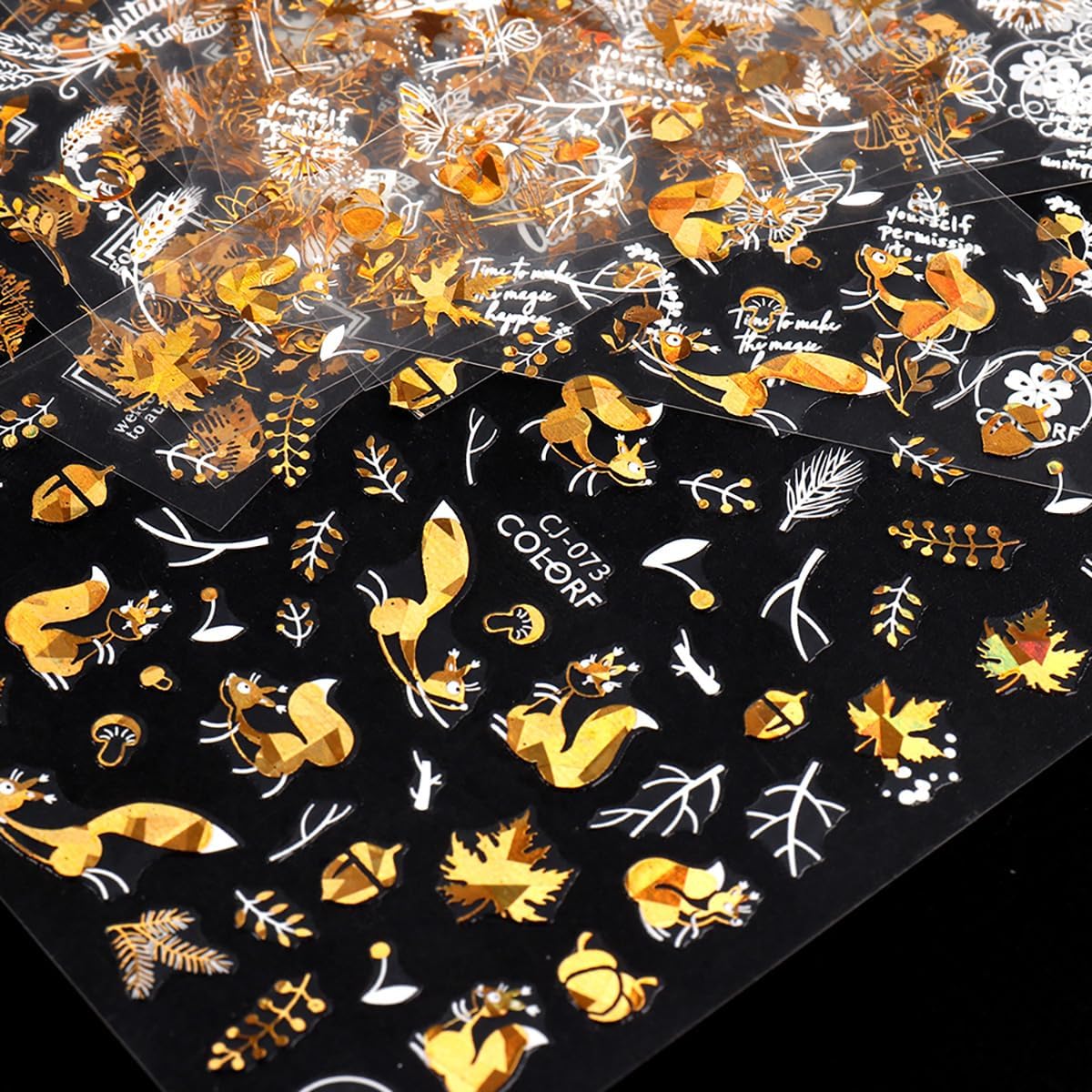 9 Sheets Bronzing Fall Nail Art Stickers 3D Self-Adhesive Metallic Maple Leaf Nail Stickers Thanksgiving Nail Art Supplies Laser White Gold Leaves Flower Nail Designs Autumn Sticker for Acrylic Nails