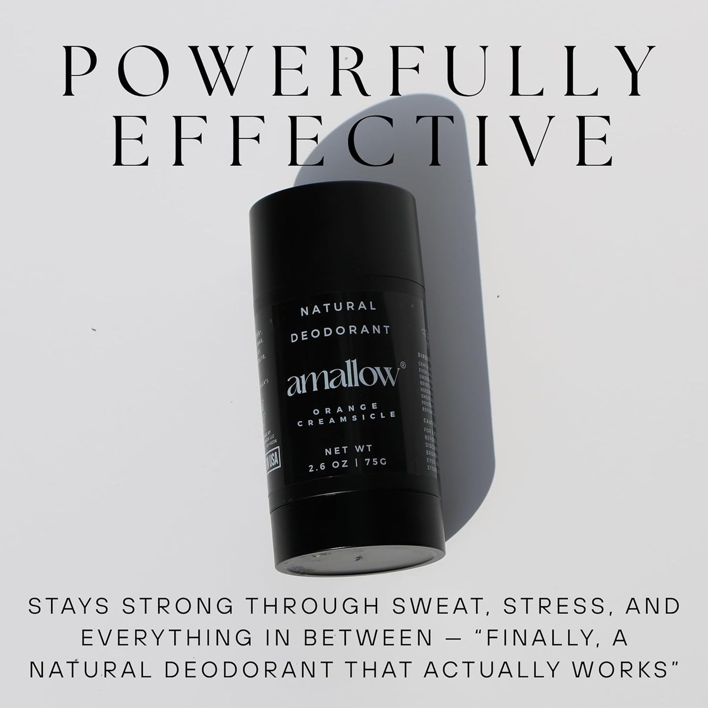 Amallow - Natural Deodorant – Aluminum Salt-Free, Tallow-Based, Baking Soda-Free, with Magnesium & Zinc – Long-Lasting Odor Protection – Handcrafted in the USA – 2.6 oz (Orange Creamsicle)