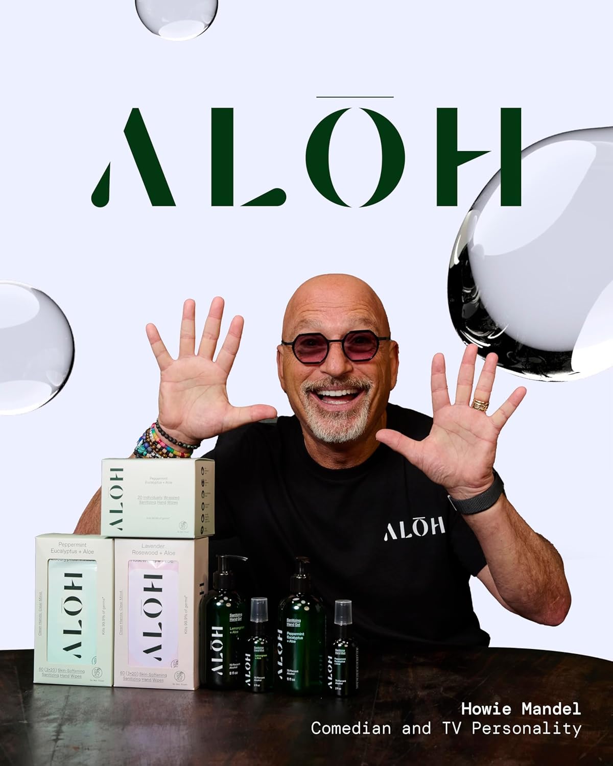 ALŌH Skin - Softening Sanitizing Hand Wipes – Peppermint + Eucalyptus Aloe (1 Box of 20 Individually Wrapped Wipes)