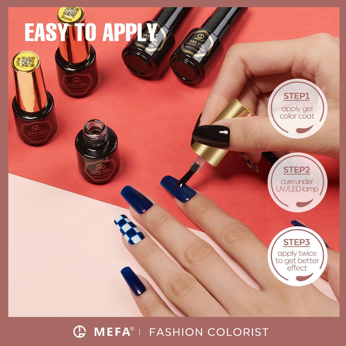 MEFA Gel Nail Polish Kit 23 Pcs, 20 Summer Gel Polish Colors Pink Red Glitter Blue Gel Nail Set Modern Collection Starters Nails Art Manicure DIY Home Gifts