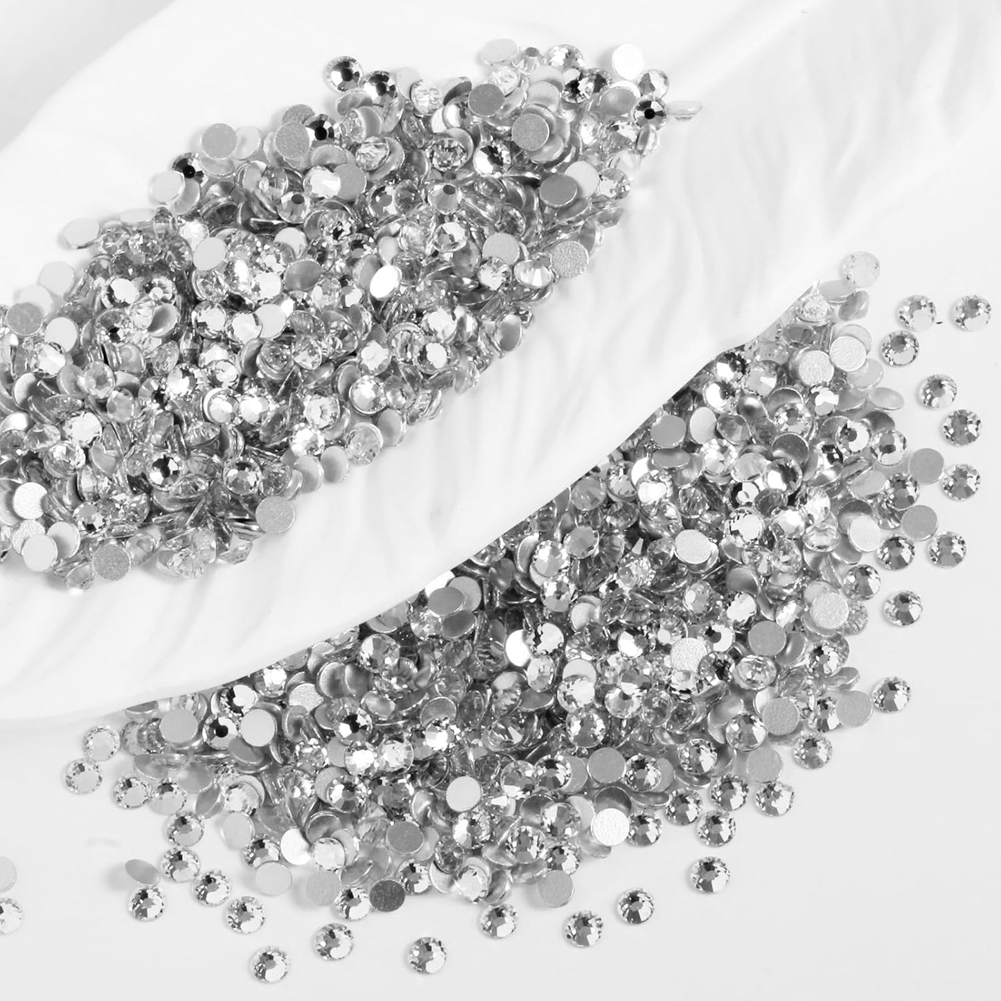 2000PCS SS12 Flatback Rhinestones | 12-Facet Diamond-Cut Glass Gems for Nail Art, Clothing, DIY Crafts |Glue-On Decoration Stones with Silver Backing(Crystal)