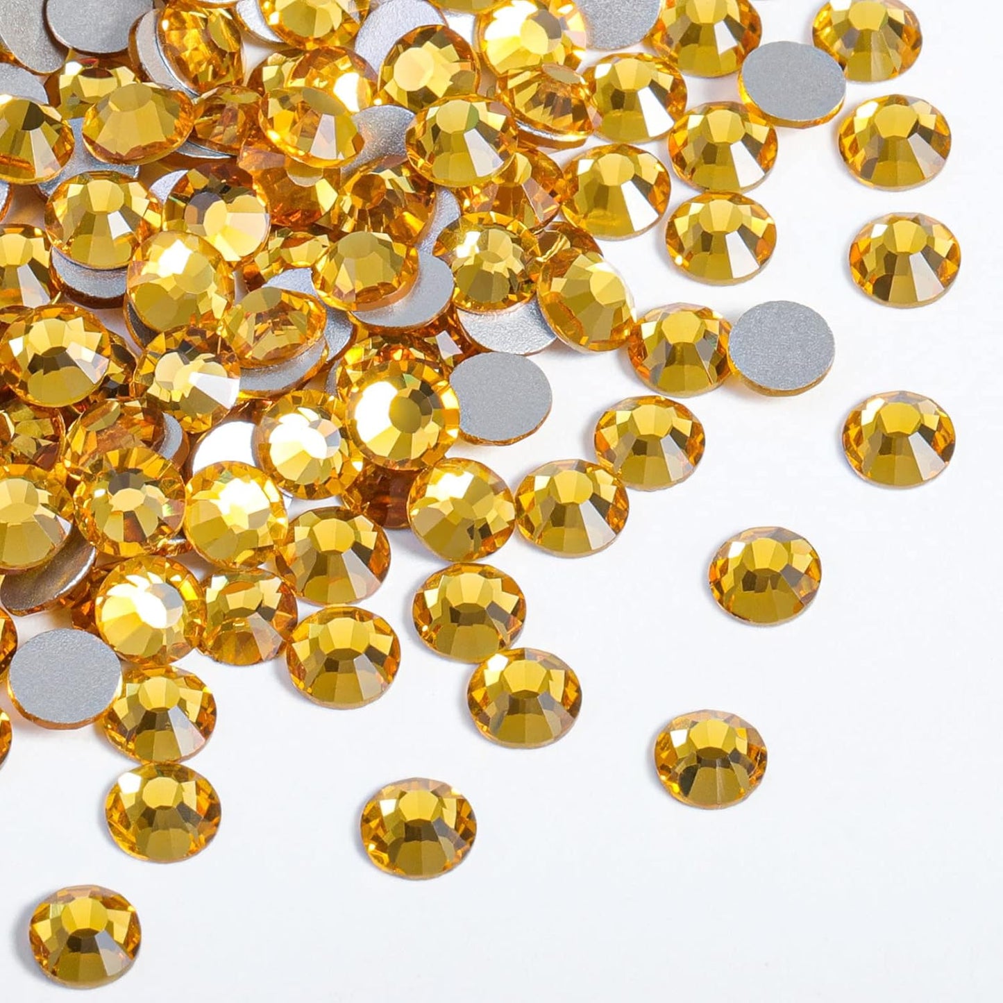 Beadsland 288pcs Flat Back Crystal Rhinestones Round Gems for Nail Art and Craft Glue Fix,Topaz,SS34,7.1-7.3mm