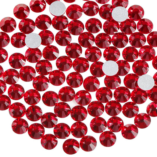 beadsland Flat Back Crystal Rhinestones Round Gems for Nail Art and Craft Glue Fix, Dark Siam (2.9-3.0mm) SS12/1440pcs