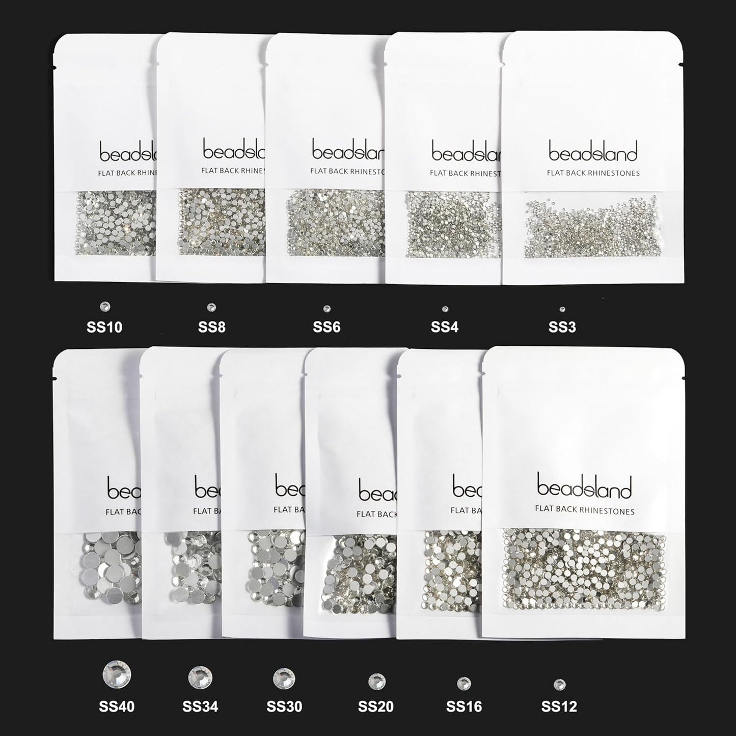 beadsland Flat Back Crystal Rhinestones Round Gems, Emerald (2.7-2.8mm) SS10/1440pcs
