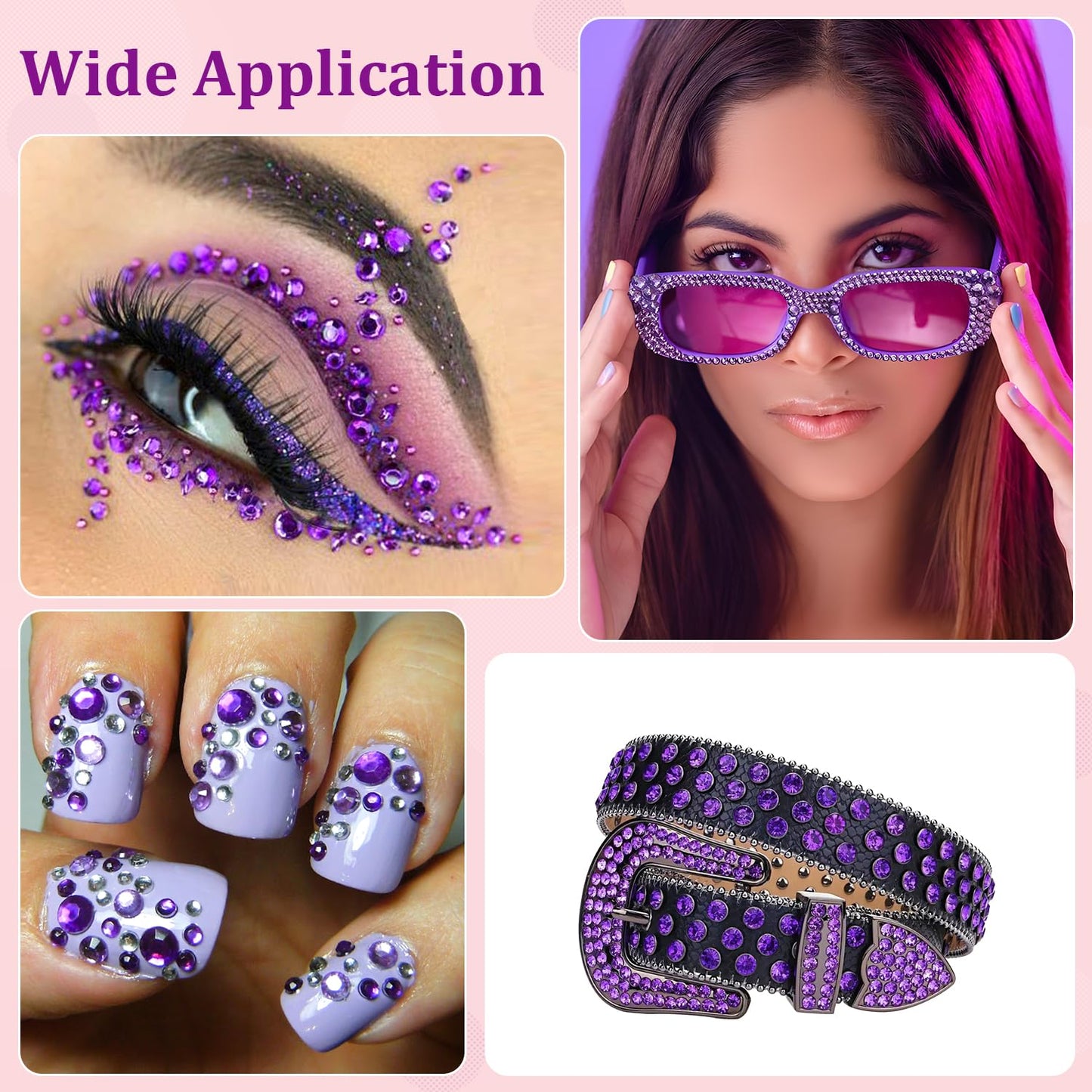 30000Pcs Dark Purple Rhinestones for Bedazzling with B7000 Jewelry Glue, Bedazzler Kit Flatback Gems, Resin Rhinestones for Crafting Crafts Clothing Shoes Fabric Nail Art Assorted Size 2/3/4/5/6mm