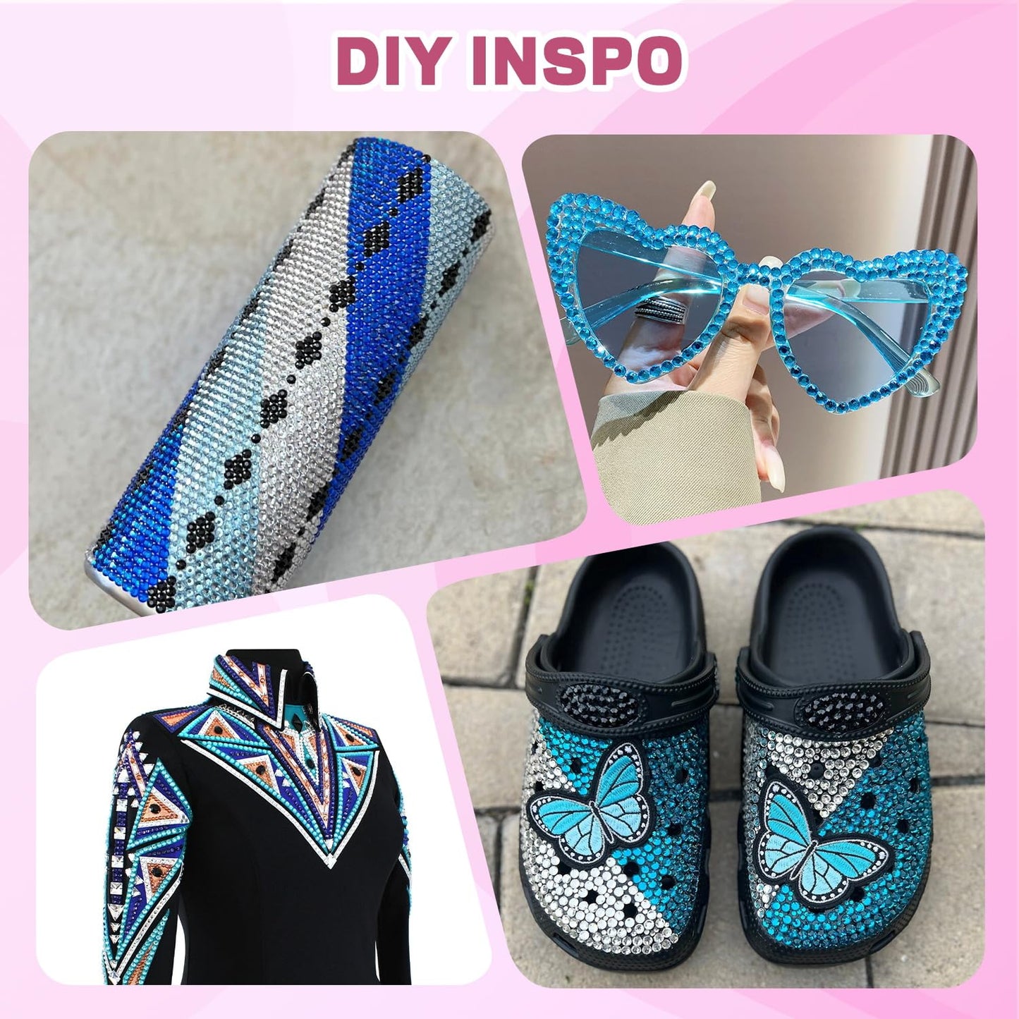 20000Pcs Blue Rhinestones for Bedazzling with 3Pcs B7000 Jewelry Glue, Resin Rhinestones for Crafting Crafts,Bedazzler Kit Flatback Gems for Clothing Shoes Tumblers Nail Art