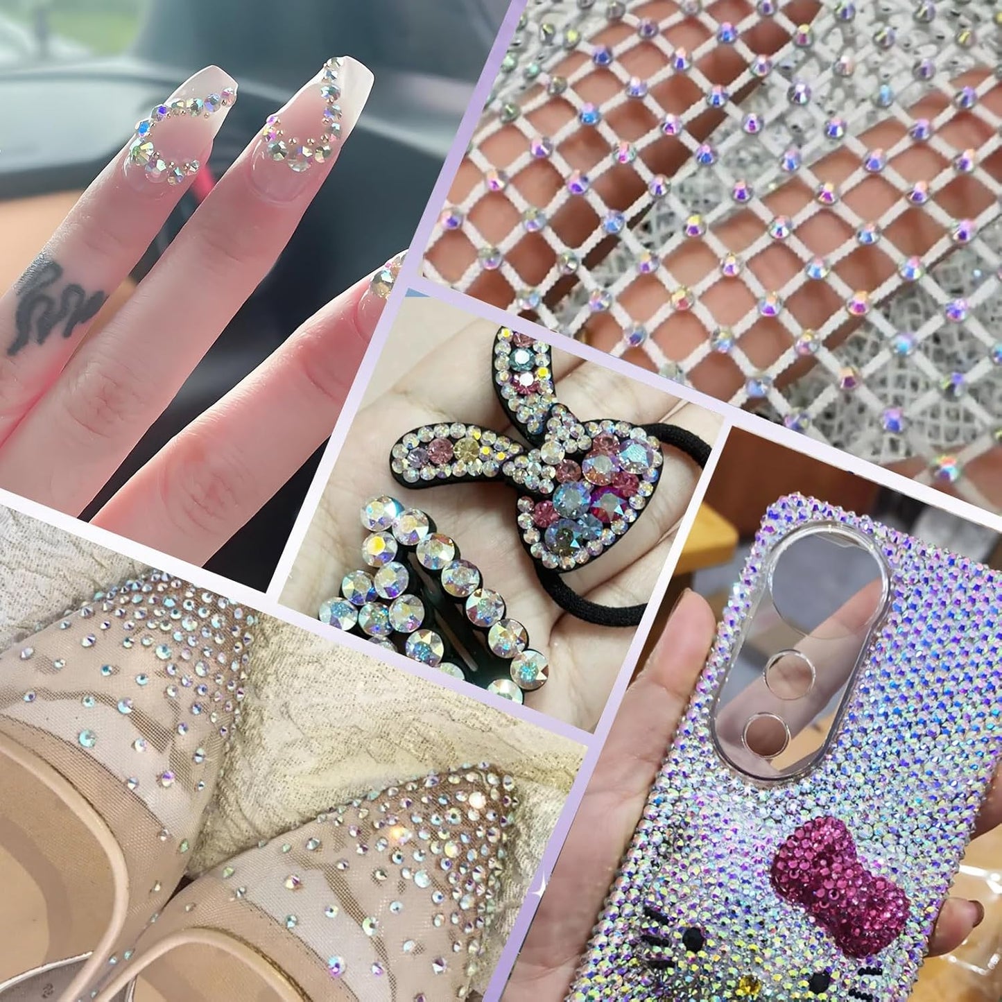 400PCS SS30 Flatback Rhinestones | 12-Facet Diamond-Cut Glass Gems for Nail Art, Clothing, DIY Crafts |Glue-On Decoration Stones with Silver Backing(Crystal AB)