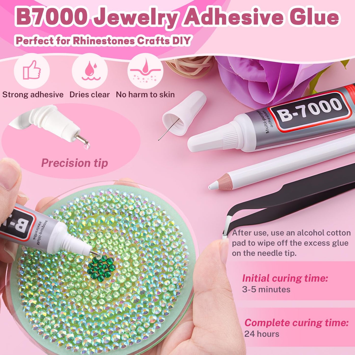 20000Pcs Green Rhinestones for Bedazzling with 3Pcs B7000 Jewelry Glue, Resin Rhinestones for Crafting Crafts,Bedazzler Kit Flatback Gems for Clothing Shoes Tumblers Nail Art