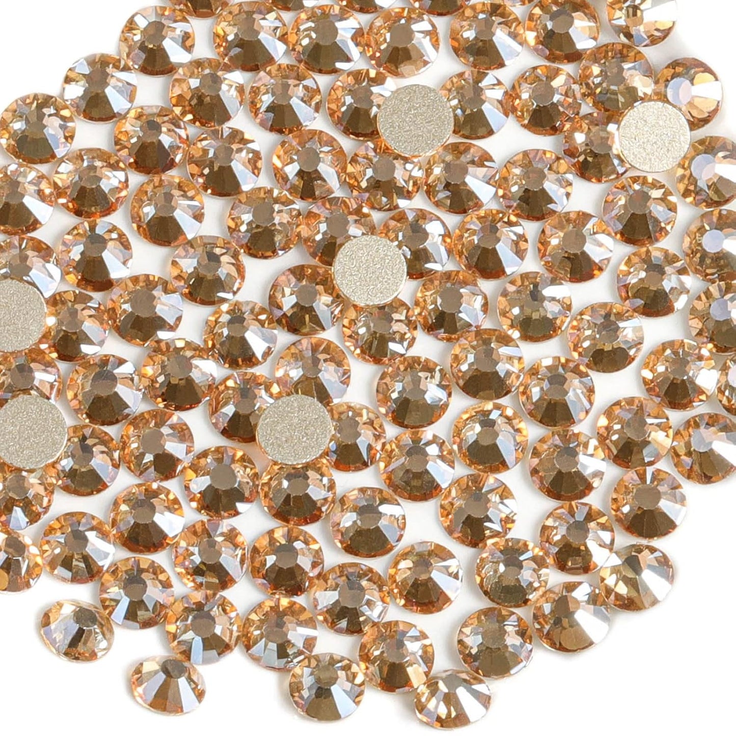 Beadsland 2880pcs Flat Back Crystal Rhinestones Round Gems for Nail Art and Craft Glue Fix,Golden Shadow,SS4,1.5-1.7mm