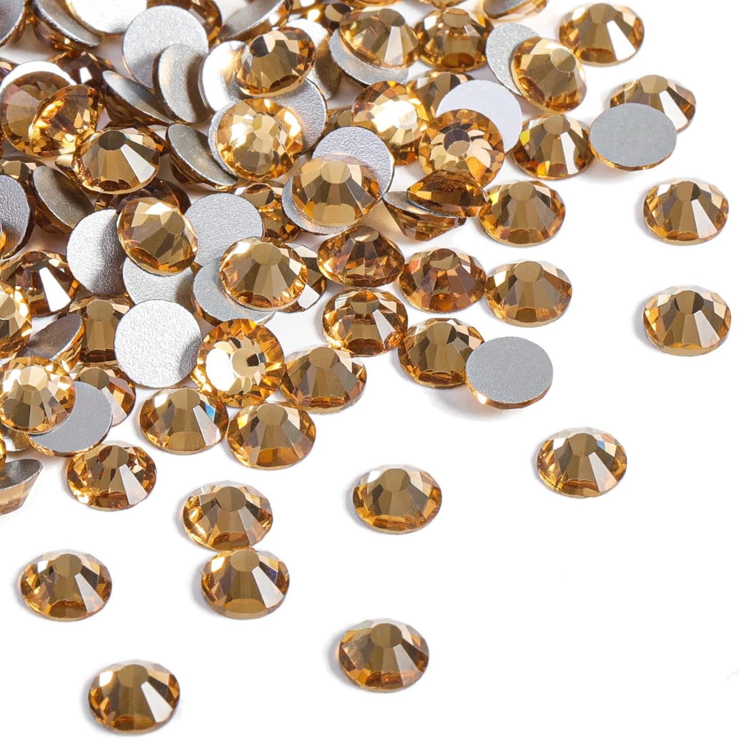 Beadsland 2880pcs Flat Back Crystal Rhinestones Round Gems for Nail Art and Craft Glue Fix,Lt Colorado Topaz,SS4,1.5-1.7mm