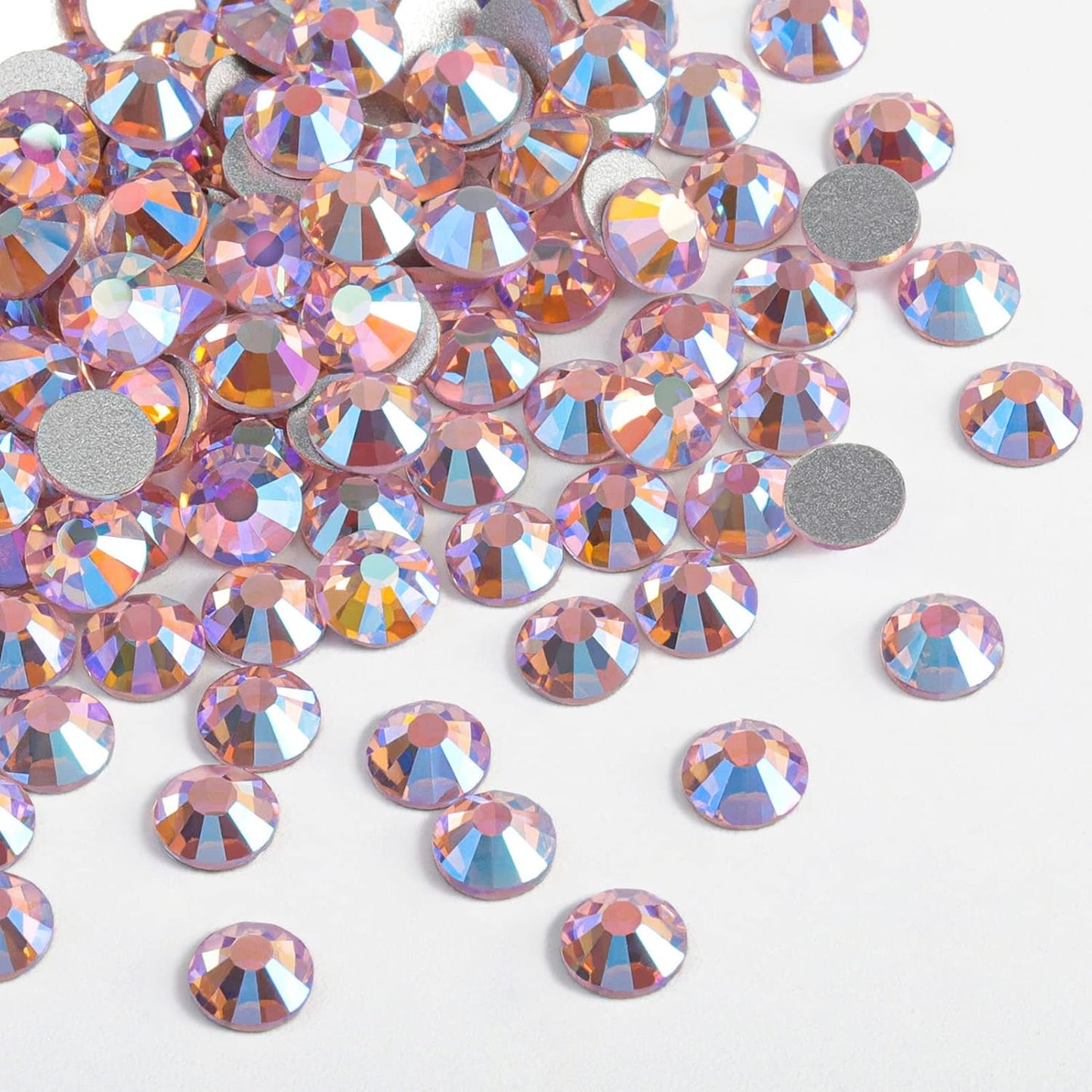 Beadsland 2880pcs Flat Back Crystal Rhinestones Round Gems for Nail Art and Craft Glue Fix,Light Pink AB,SS4,1.5-1.7mm