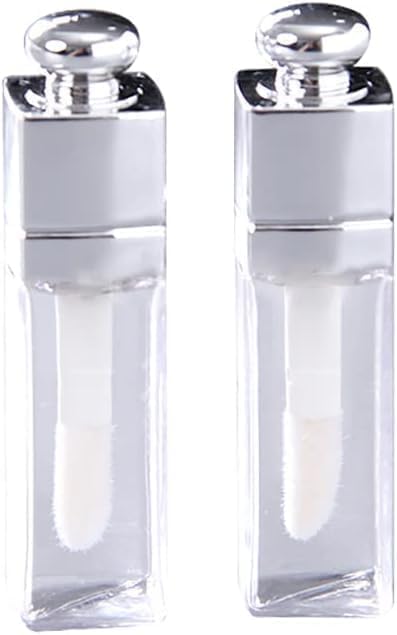 2Pcs Empty Lip Gloss Tubes, 3ml Clear Lip Gloss Tubes with Wand, Refillable Lip Balm Gloss Containers for DIY Makeup Lipgloss Making Kit