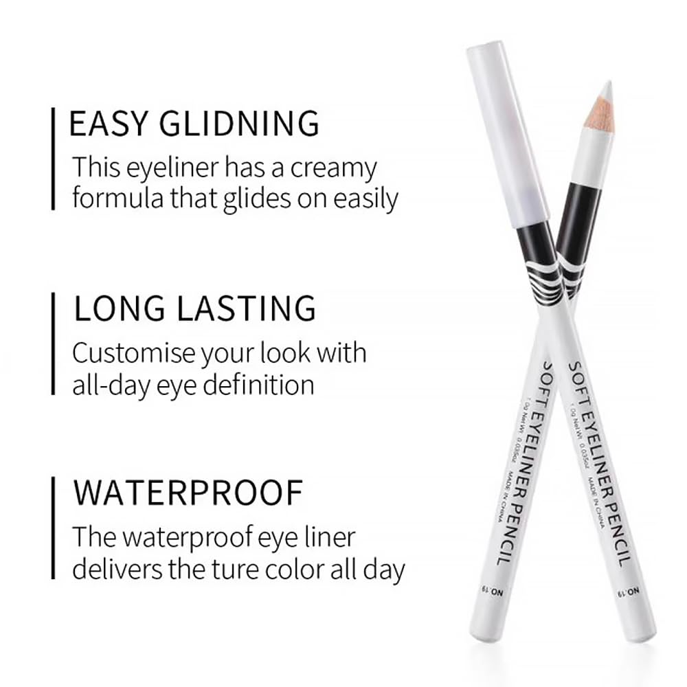 6Pcs Wooden Hard-Core White Eyebrow Pencils, Eyebrow and Eyeliner Pencils, Long Lasting Waterproof and Sweat-Proof, Easy to Color,Beginner Makeup Eyebrow Penci,Create a Natural Brow Makeup