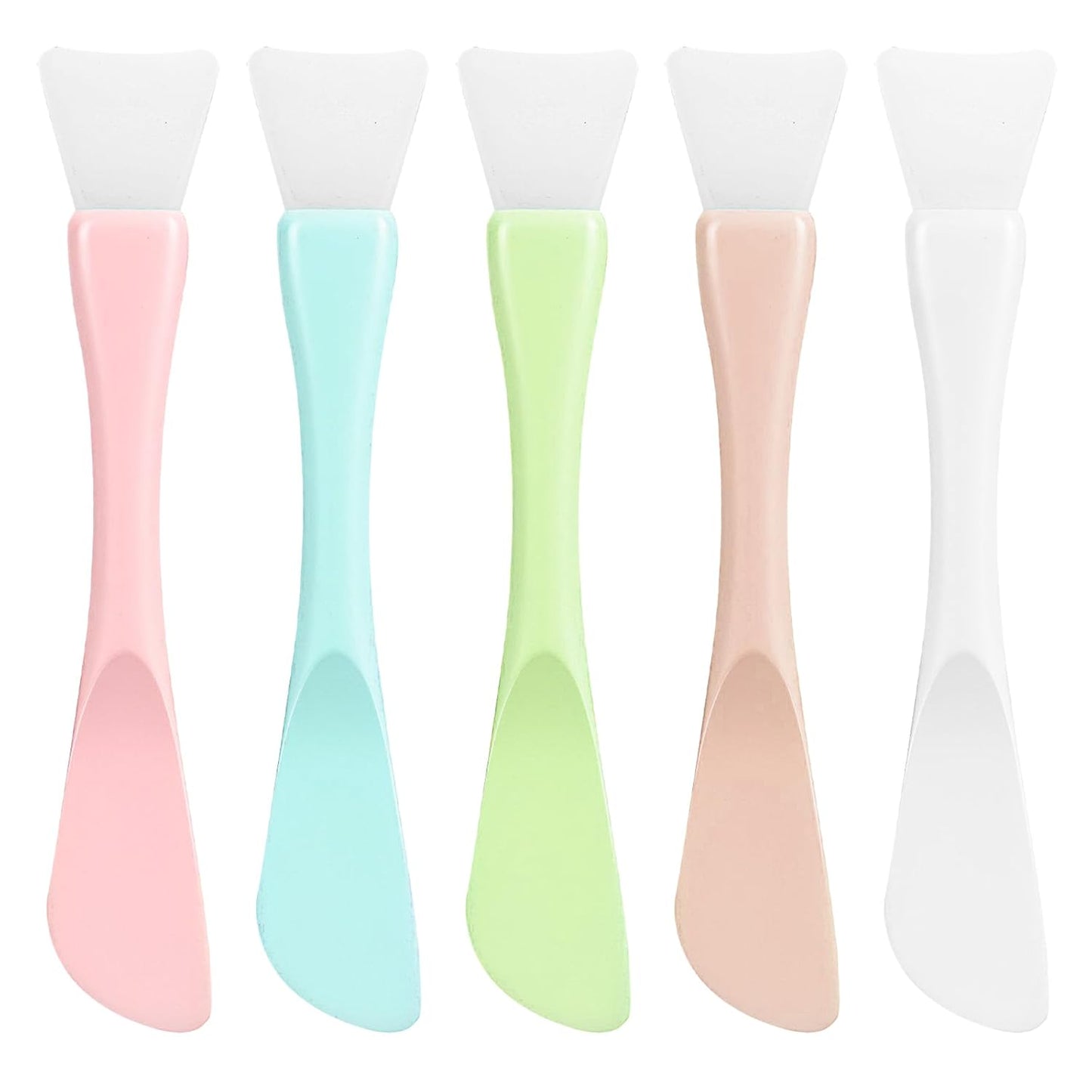 5 Pcs Silicone Face Mask Applicator,Face Mask Spatula,Reusable Double-End Faces Masks Brush Washable Beauty Spatula Comestic Tools for Clay,Cream,Gel,and Mud Facial Masks,Soft Smoothing