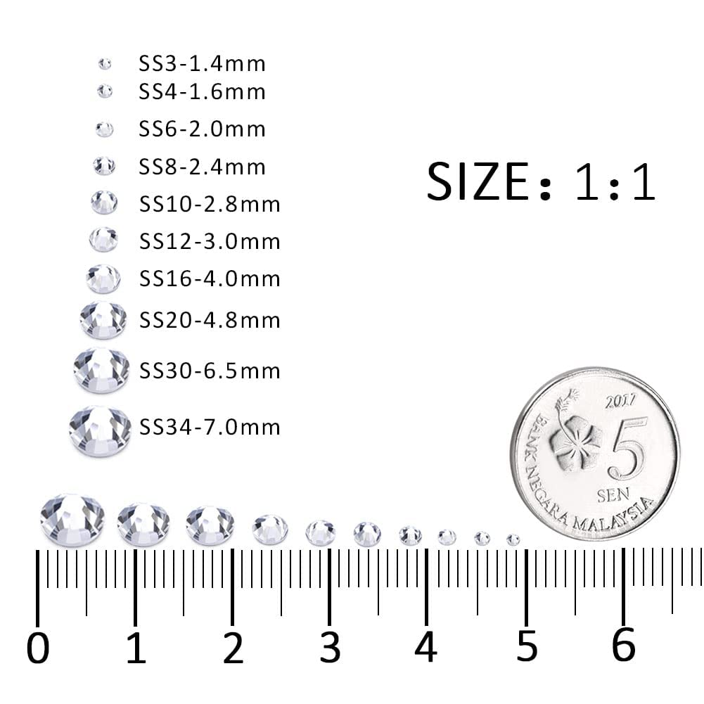 3000Pcs White Crystal Rhinestones,Glass Flatback Rhinestones Mini Gemstones for Nail Face Makeup Art Crafts Clothes Decoration -(SS8,2.4mm,White)