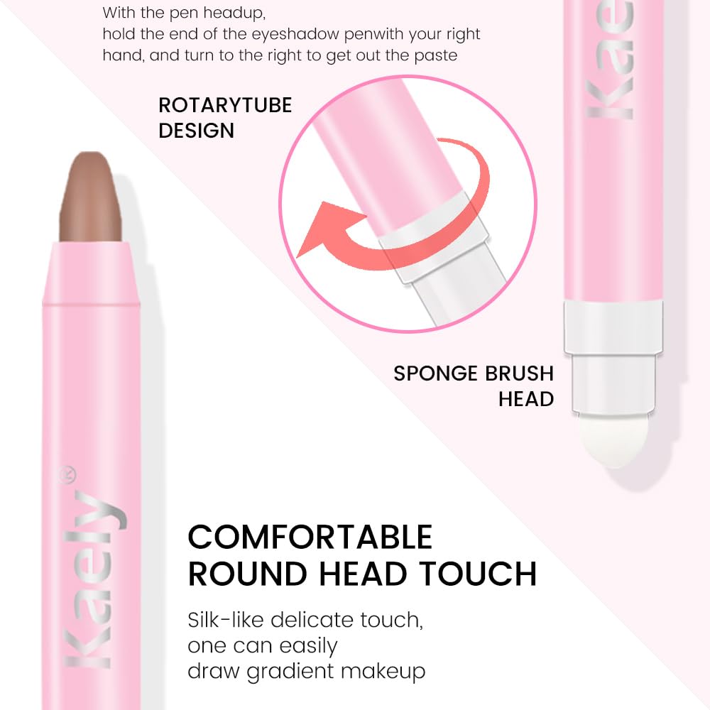 Kaely 2in1 Cream Eye Shadow Brightener Sticks for Eyes, Pencil Eyeshadow Applicator Stick Waterproof Pigmented, Eye Shadow Palette Highlighter Makeup, sombras para ojos, 29 Ginger Matte