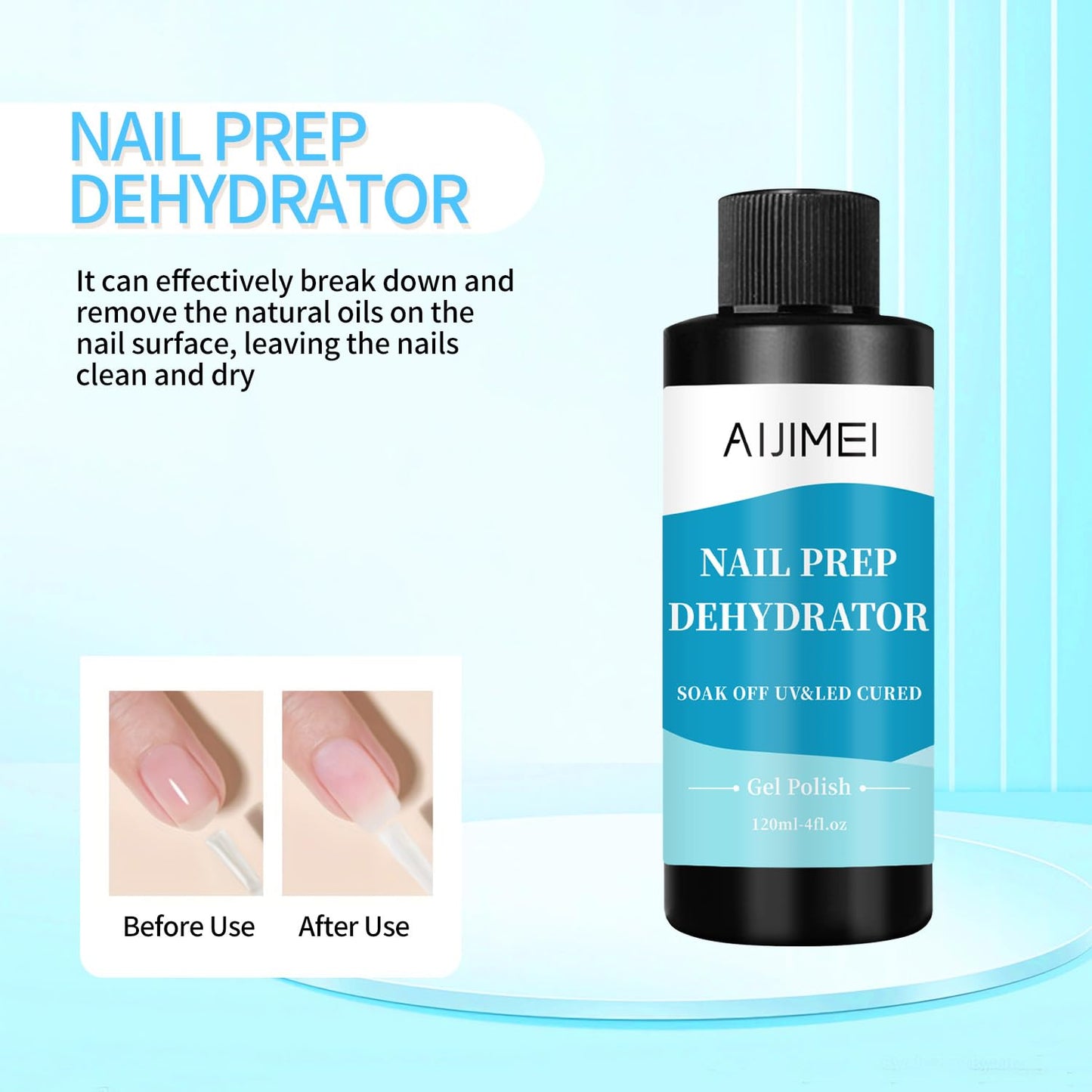 AIJIMEI 120ml Nail Dehydrator Dehydrator Prep for Nail Gel Polish Professional Nail Preparation for Smooth Gel and Acrylic Application Dehydrator for Acrylic 4 Fl Oz
