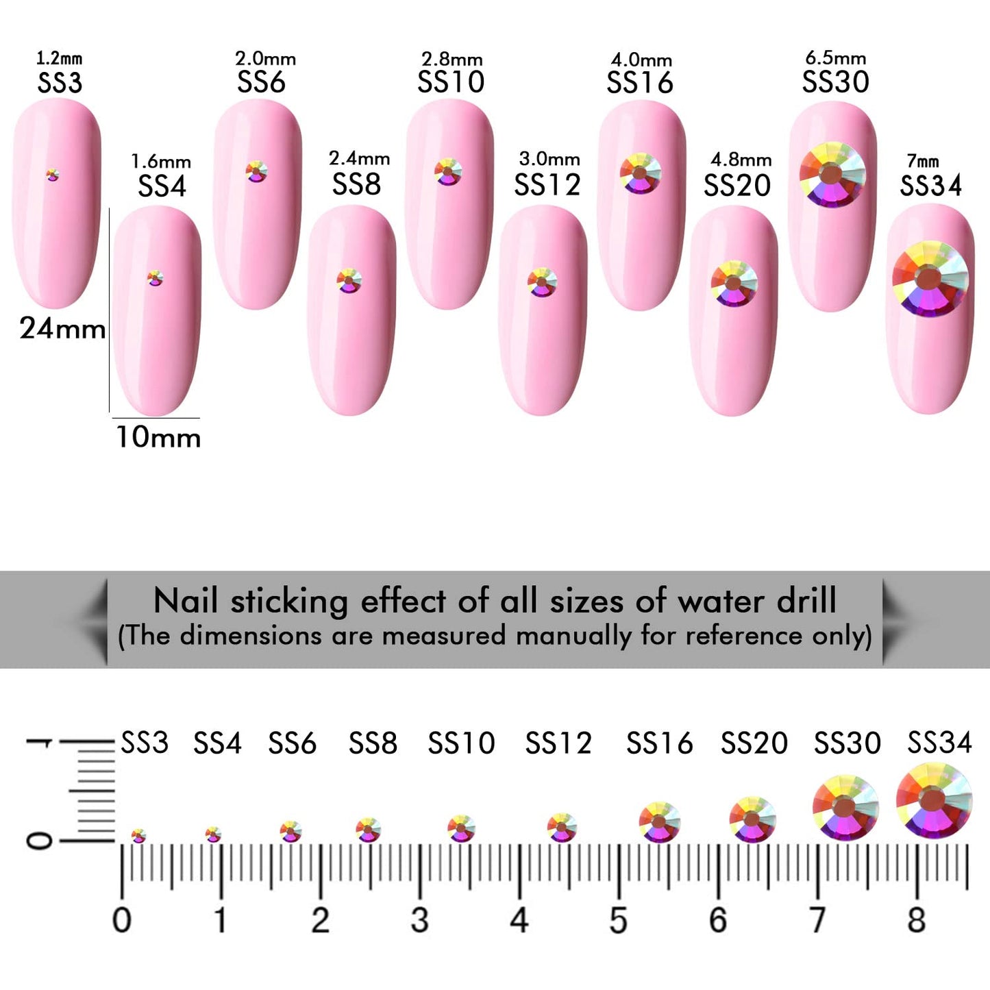 288Pcs Crystal Ab Crystal Rhinestones,Glass Flatback Rhinestones Gemstones for Nail Face Makeup Art Crafts Clothes Decoration-(SS30,6.5mm,Crystal Ab)